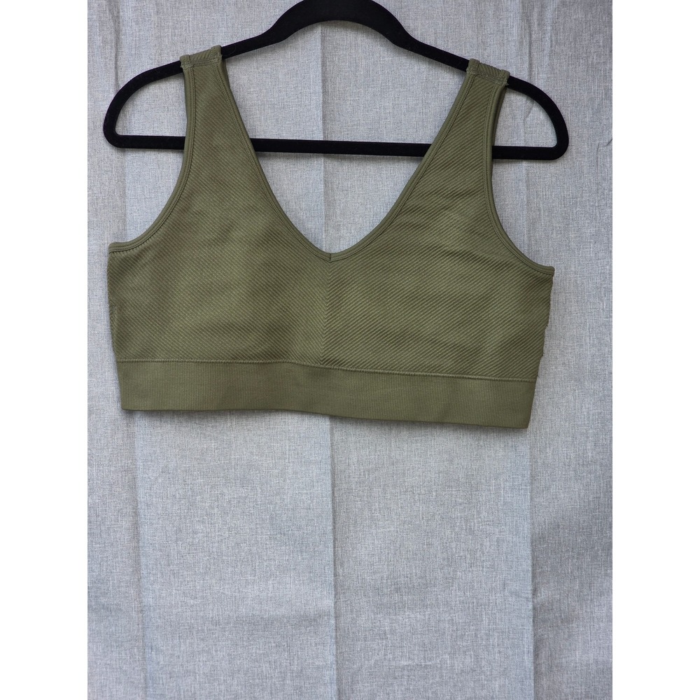 Maurices Olive Green Ribbed Seamless V-Neck Bralette Top XXL 002693